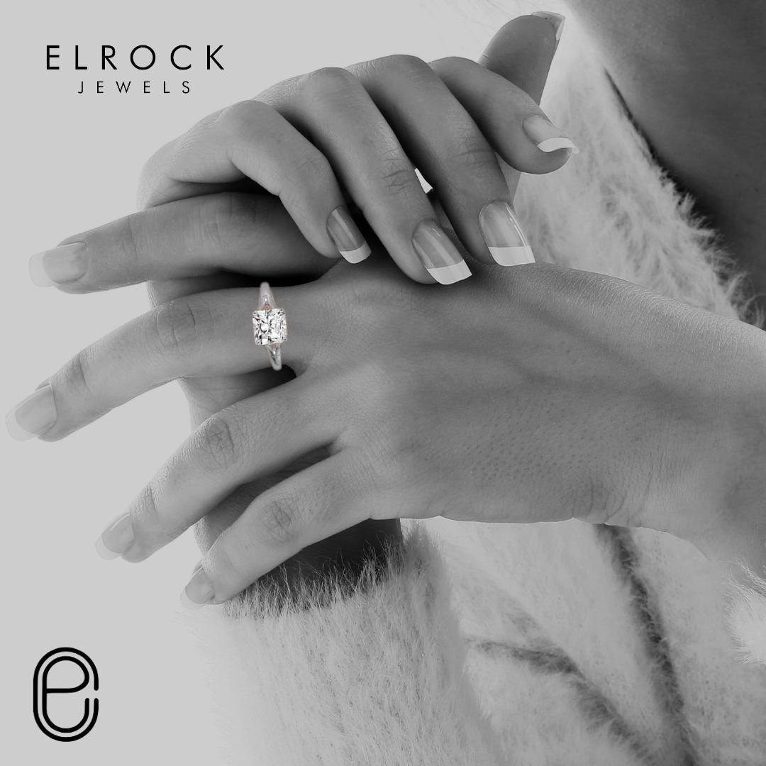 14K Gold 4 Carat Elongated Radiant Cut Diamond Ring