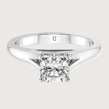 Elongated Cushion Cut Lab Grown Diamond Solitaire Engagement Ring, 2 CT IGI Certified Diamond Ring, 14k White Gold