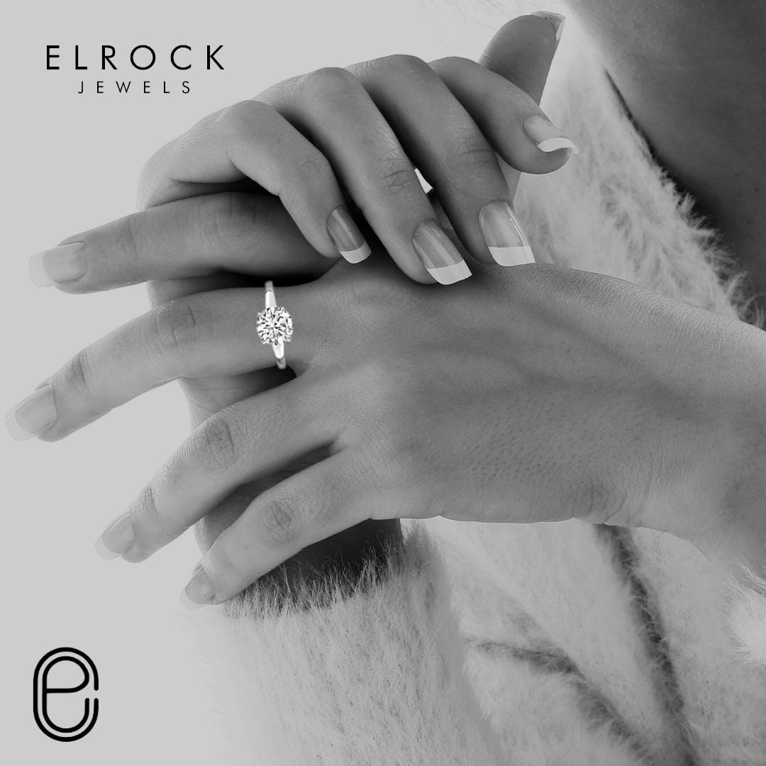 14K Gold Lab Grown Round Diamond Solitaire Ring