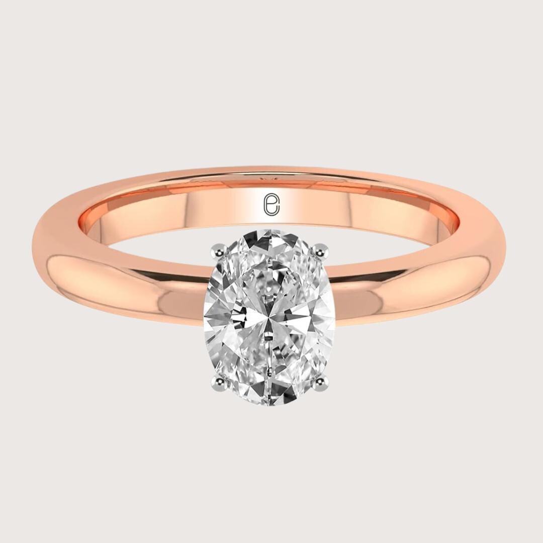 14K Gold 3 CT Lab Grown Certified Oval Cut Diamond Solitaire Engagement Ring