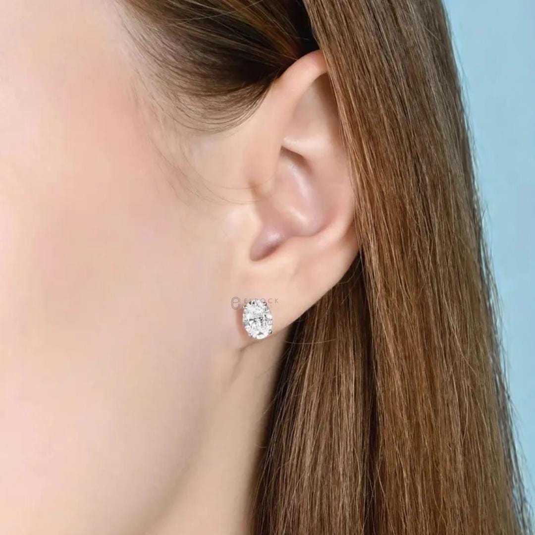 Oval Cut Lab Diamond Push Back Studs