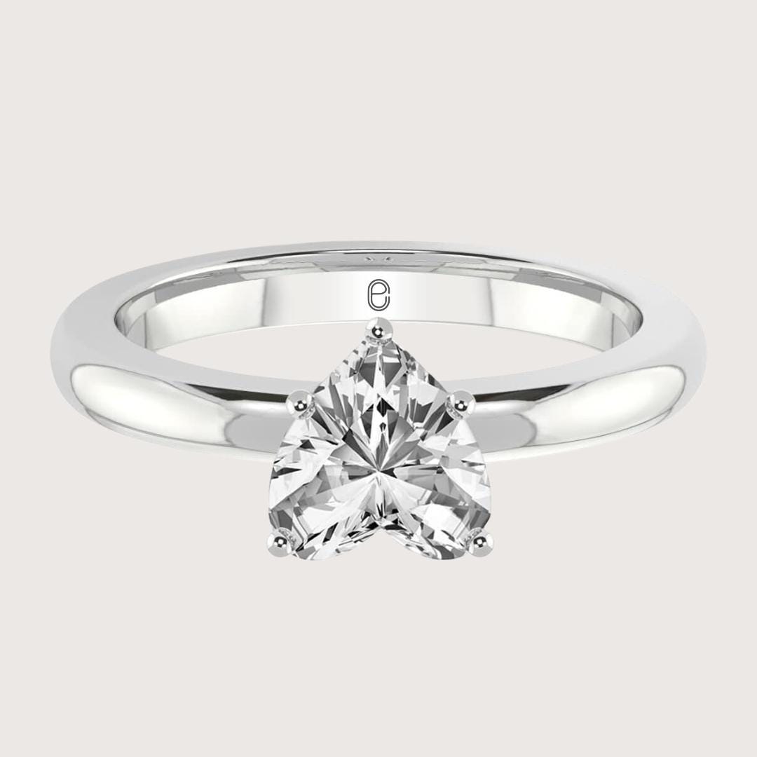 14K Gold 3 Carat Heart Shape Excellent Cut Diamond Solitaire Engagement Ring