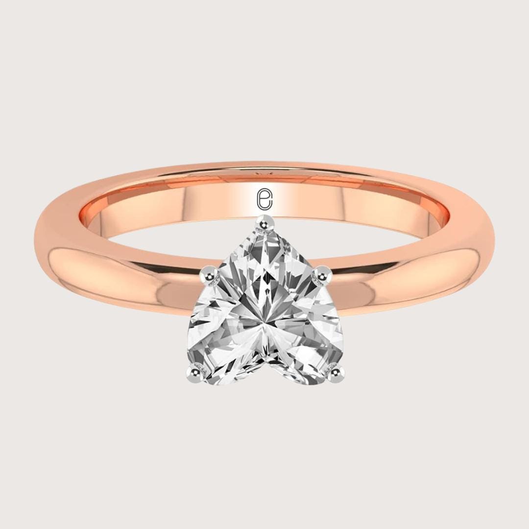 14K Gold 3 Carat Heart Shape Excellent Cut Diamond Solitaire Engagement Ring