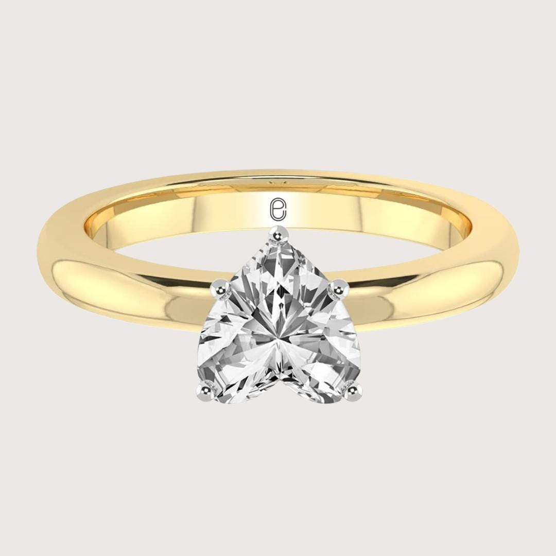 14K Gold 3 Carat Heart Shape Excellent Cut Diamond Solitaire Engagement Ring