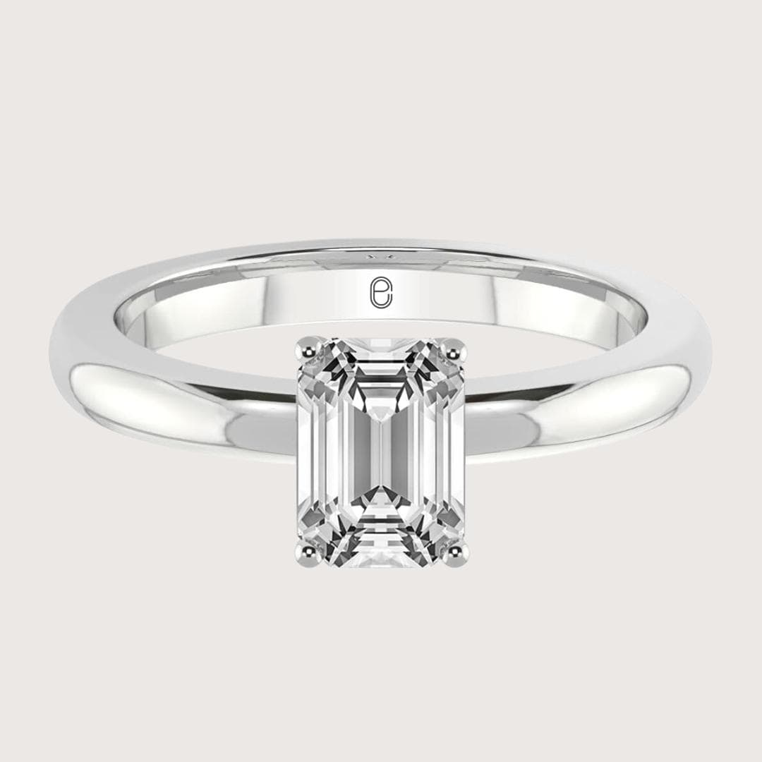 14K Gold 2 CT Emerald Cut Lab Grown Diamond Solitaire Engagement Ring