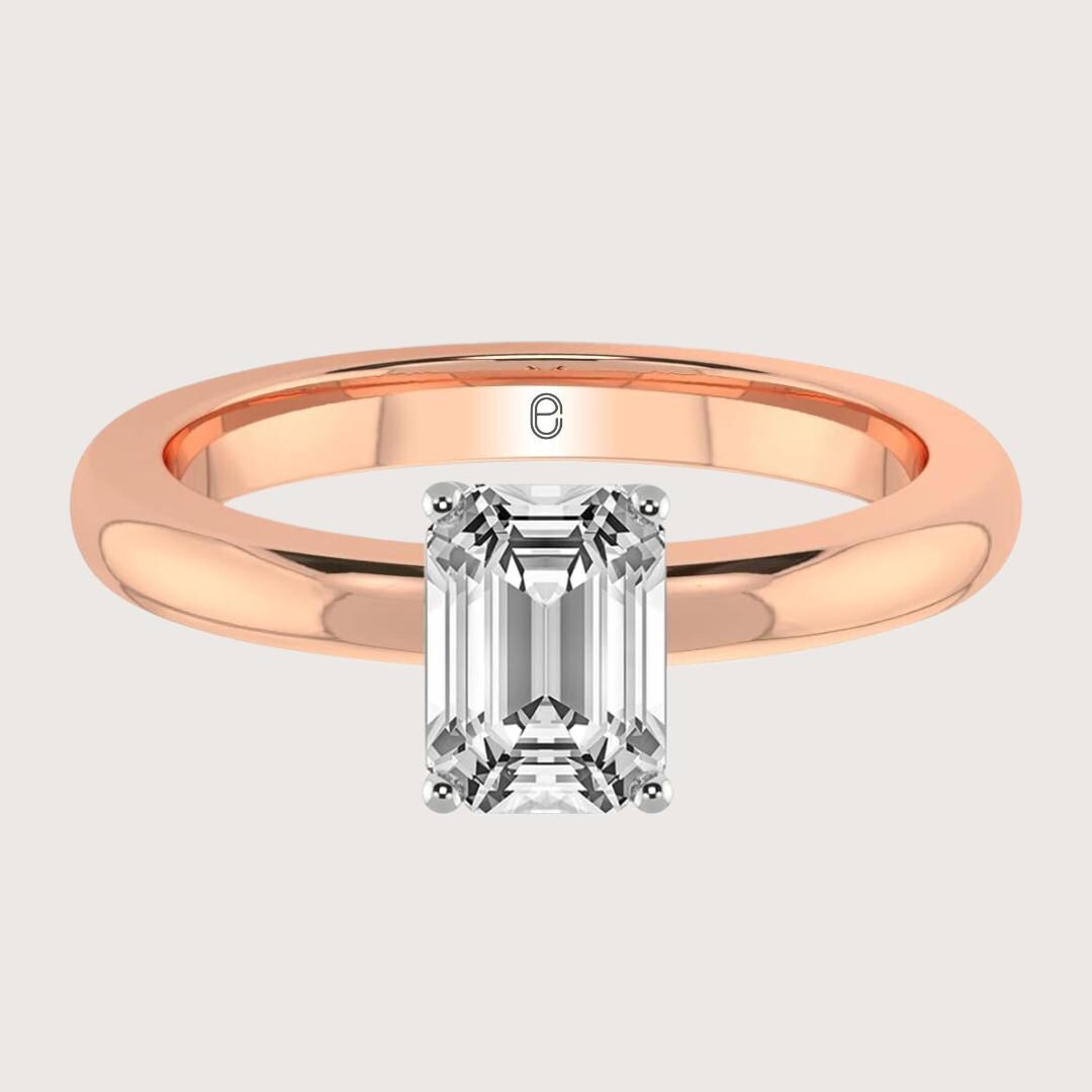 14K Gold 2 CT Emerald Cut Lab Grown Diamond Solitaire Engagement Ring