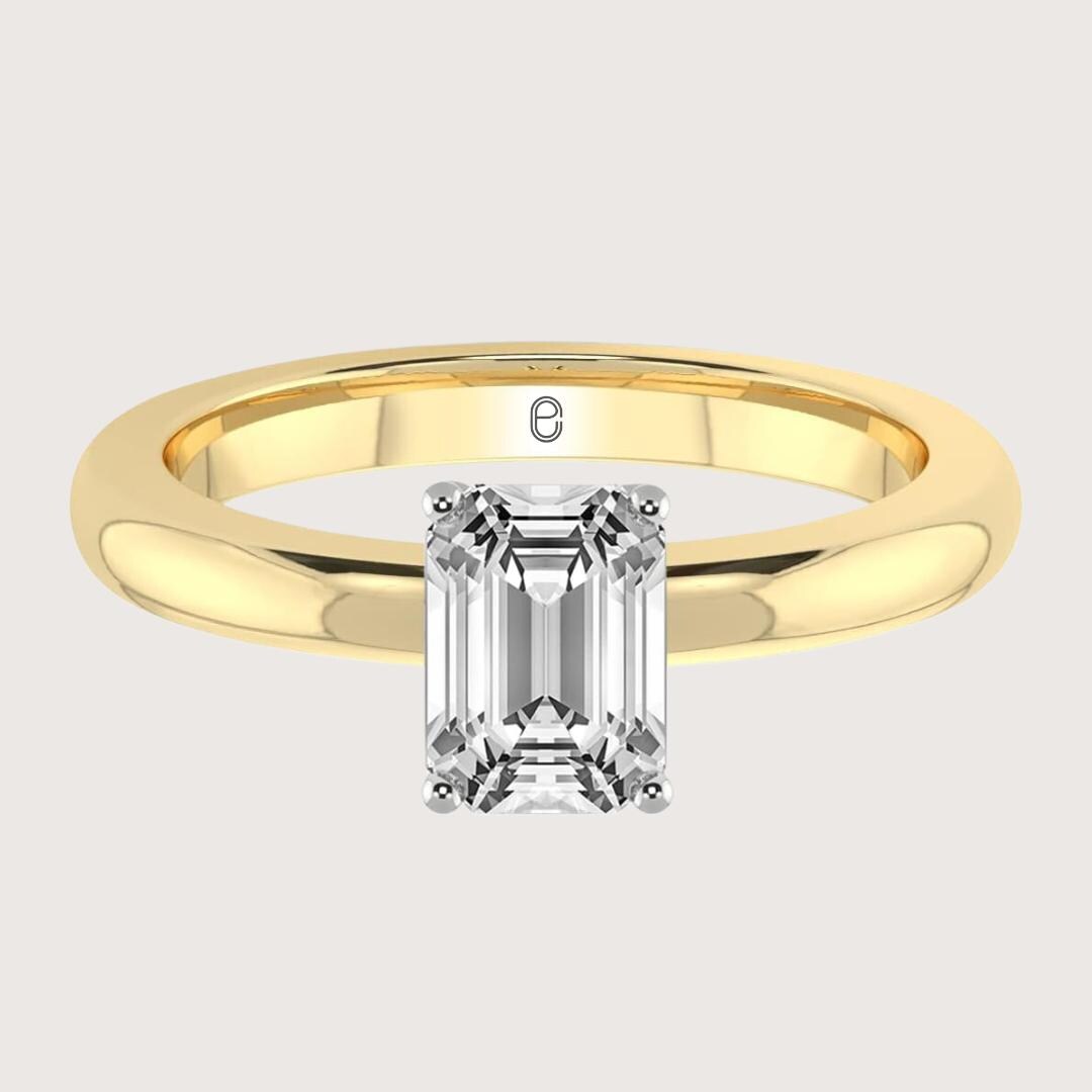 14K Gold 2 CT Emerald Cut Lab Grown Diamond Solitaire Engagement Ring