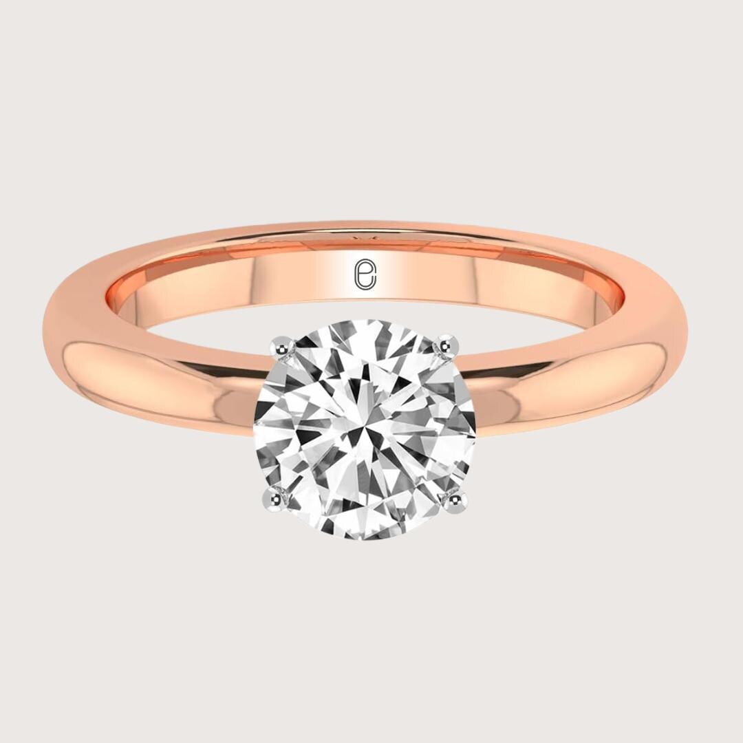 14K Gold 4 Carat Round Cut Lab Grown Diamond Engagement Ring