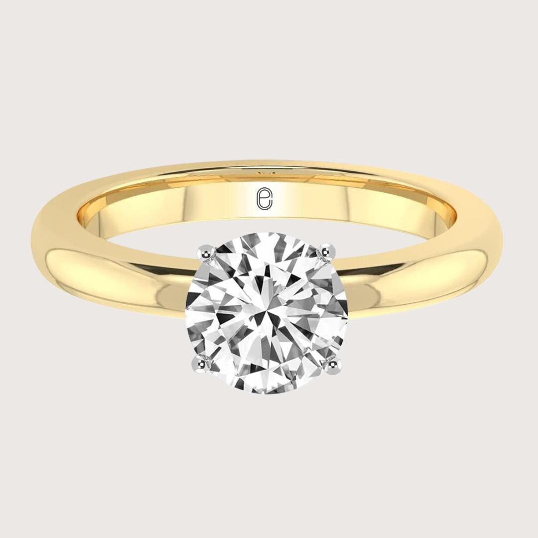 14K Gold 4 Carat Round Cut Lab Grown Diamond Solitaire Engagement Ring