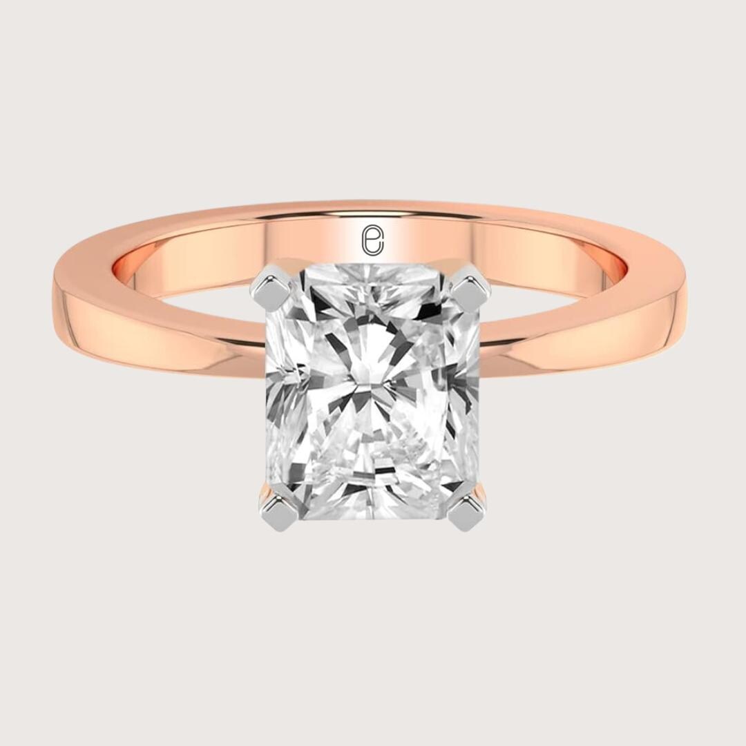 14K Gold 2 Carat Rectangular Radiant Cut Lab Grown Diamond Ring