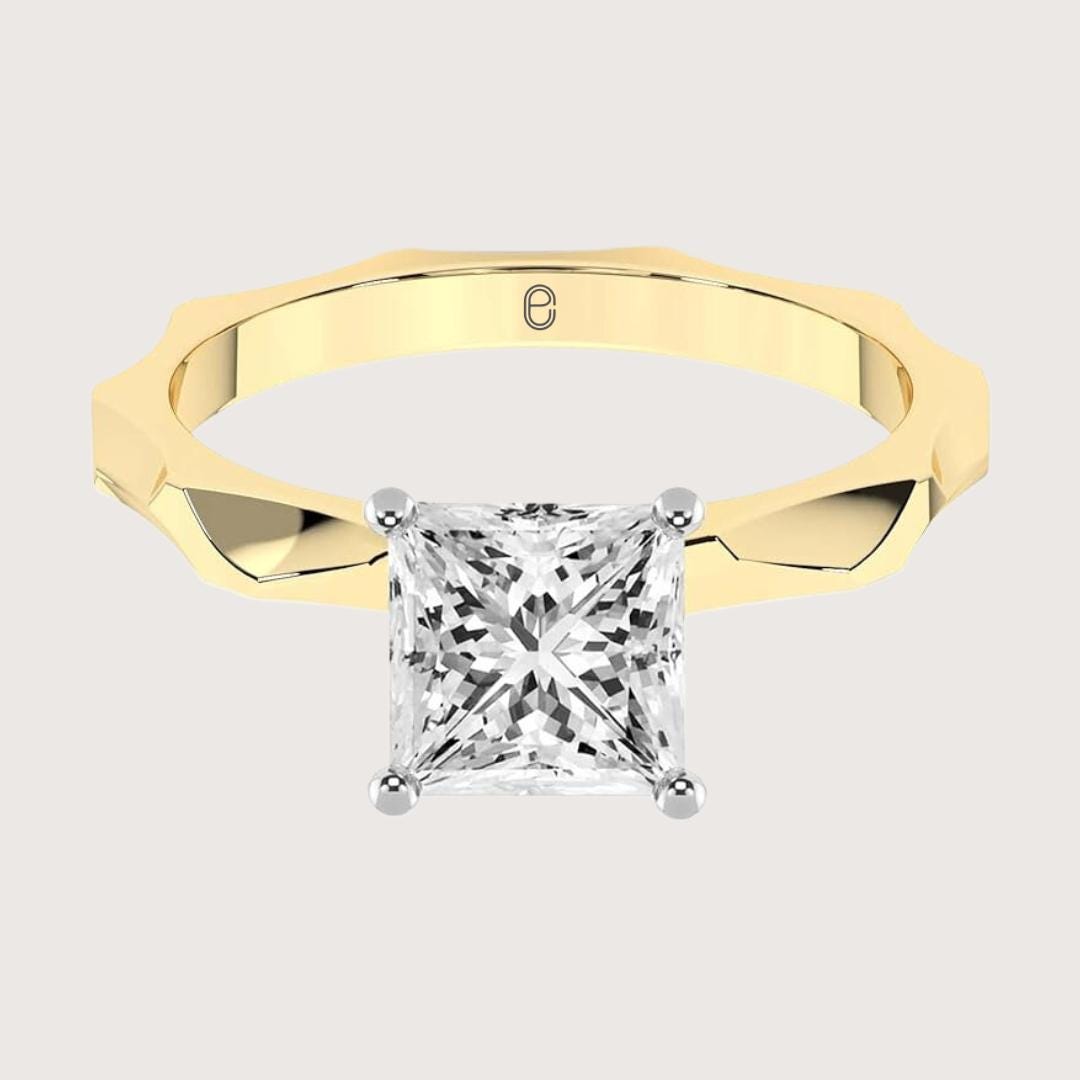 14K Gold Princess Cut Lab Grown Diamond Solitaire Engagement Ring