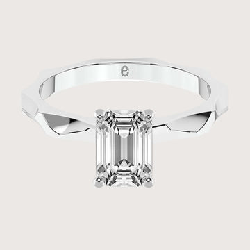 Engagement Ring, Emerald Lab Grown Diamond Ring, 14K Gold Emerald Cut Solitaire Ring, Certified Real Lab Created