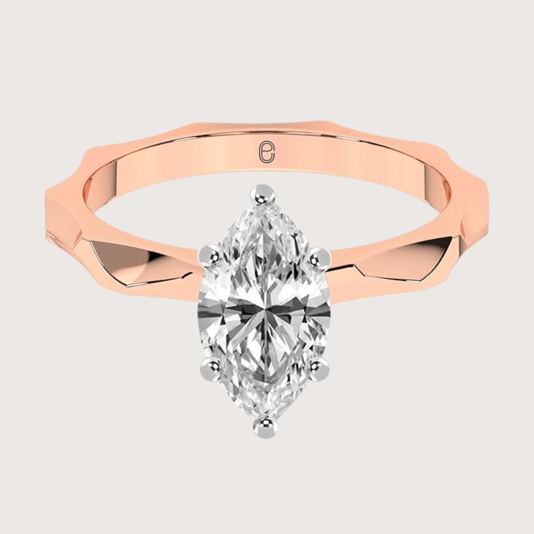 14K Gold 4 Ct Marquise Solitaire in Engagement Diamond Ring