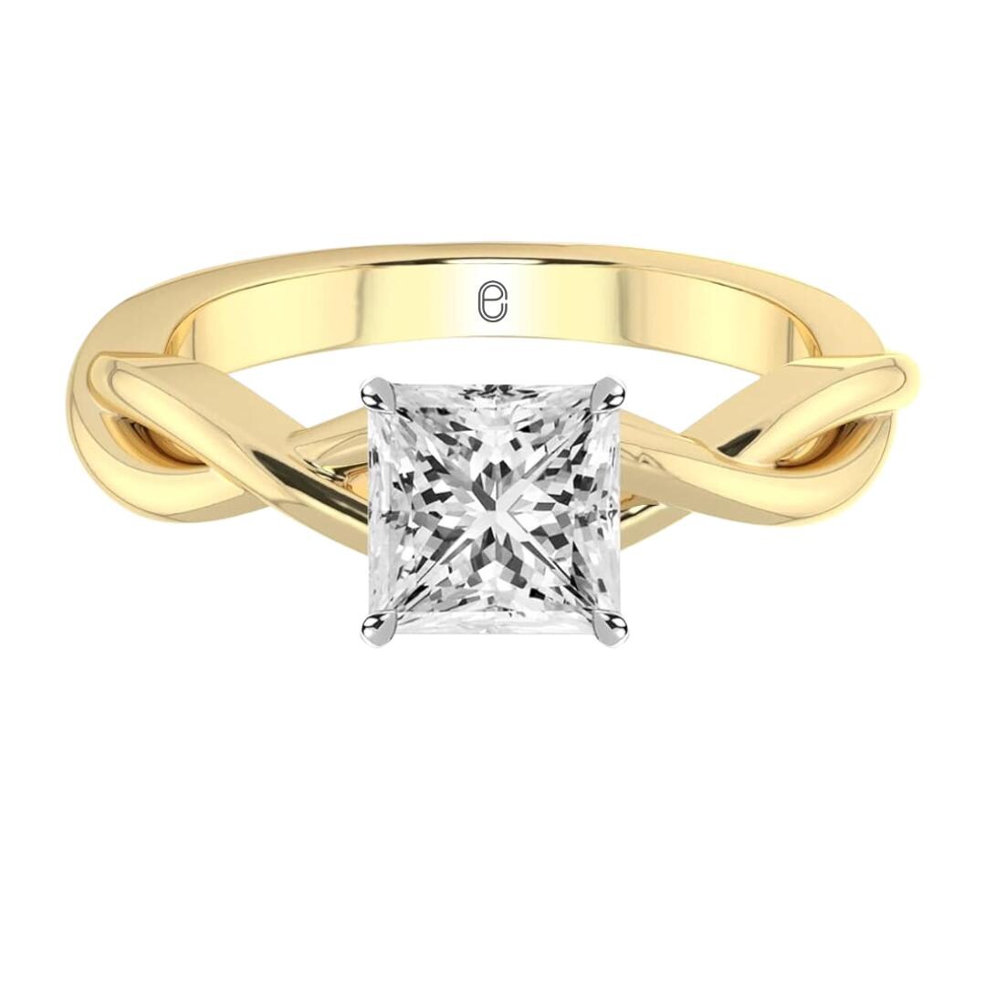 14K Gold 2 Carat Princess cut Lab Grown Diamond Engagement Ring