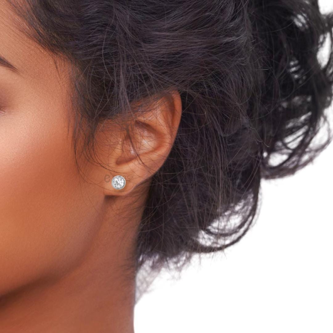 14K White Gold Earring Lab Grown Diamond Stud Earring