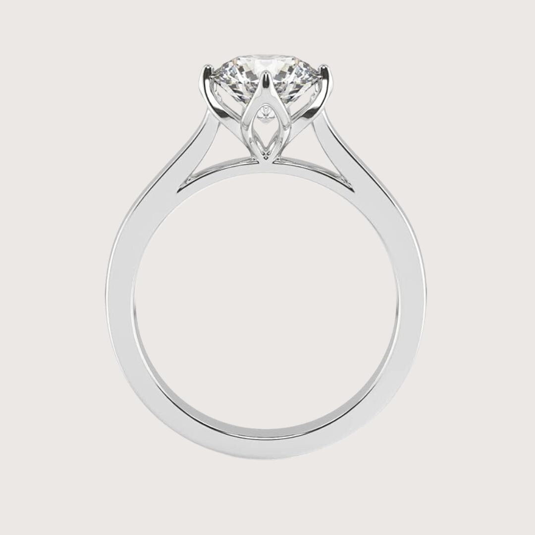 14K Solid Gold Princess Cut Solitaire Cathedral Engagement Ring