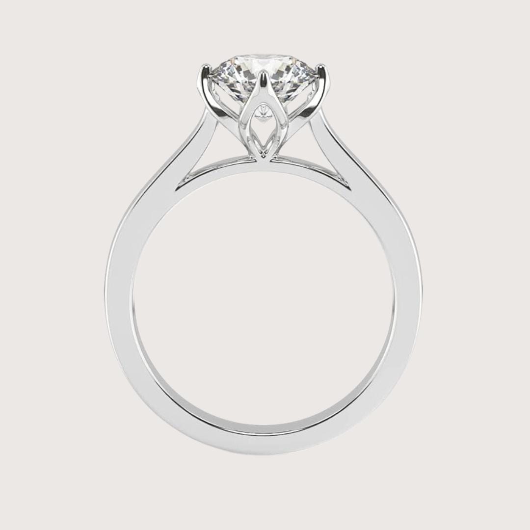 14K Gold Emerald Cut Lab Grown Diamond Tulip Setting Wedding Ring