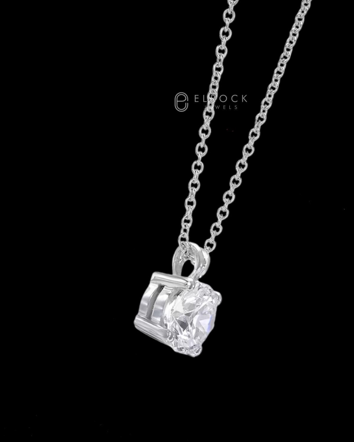 2 Carat F/VS1 Round Brilliant Ideal Cut Diamond Solitaire Pendant with 18 inch Chain. 14k White Gold, Lab Grown Diamond