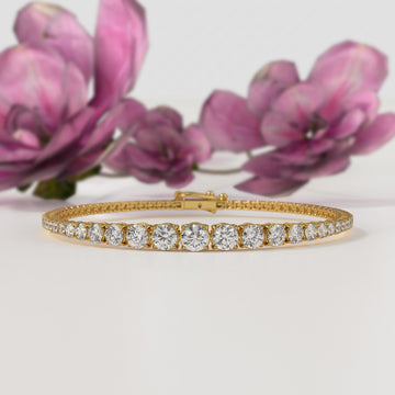 Lab Grown Diamond Tennis Bracelet for Women - 14K White, Yellow, Rose Gold - 5.54 Carat - Stackable Infinity Design -Dainty Gift for Wife