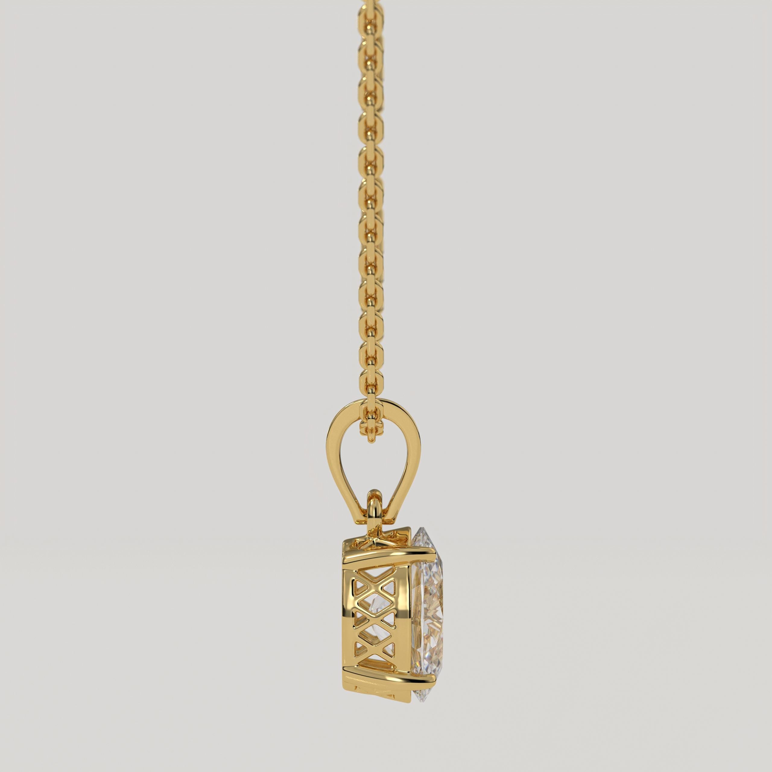 1.5 Ct Oval Cut F Color VS1 Clarity Excellent Cut Lab Grown Diamond Solitaire Pendant 14K Yellow Gold Oval Cut Diamond Pendant
