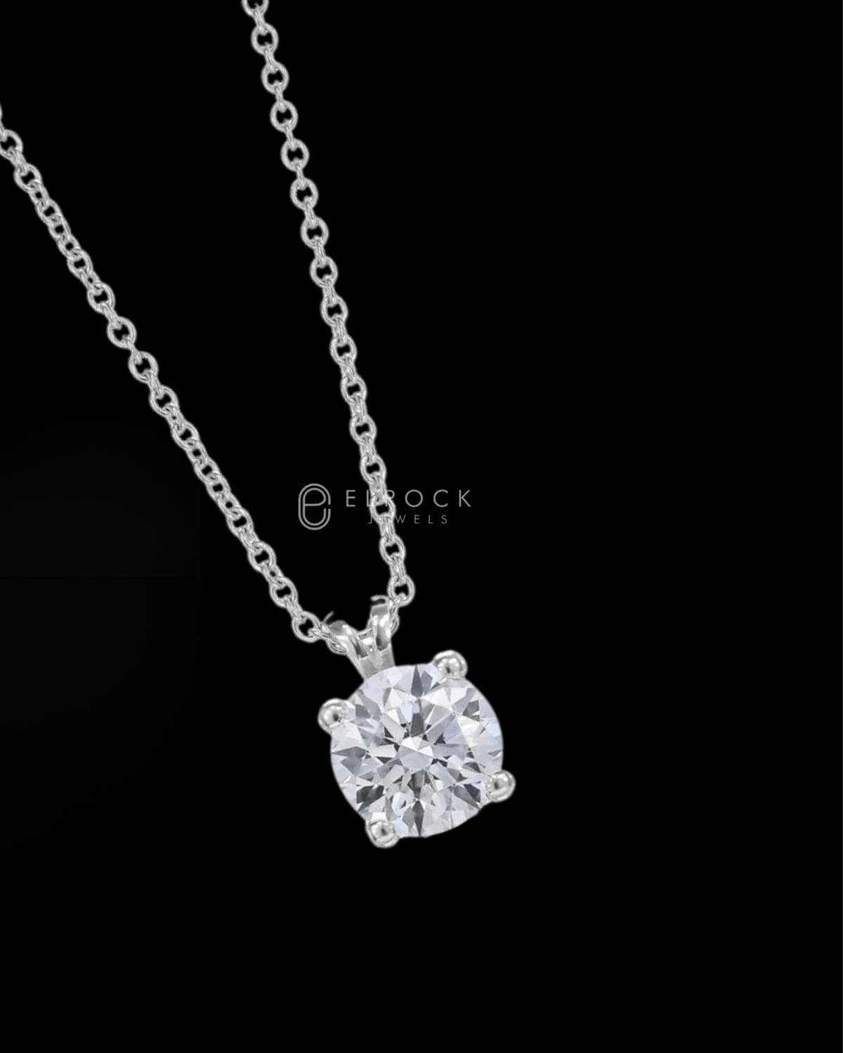 2 Carat F/VS1 Round Brilliant Ideal Cut Diamond Solitaire Pendant with 18 inch Chain. 14k White Gold, Lab Grown Diamond