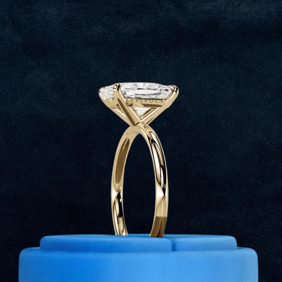 14K Yellow Gold 3 CT Elongated Cushion Diamond Engagement Ring