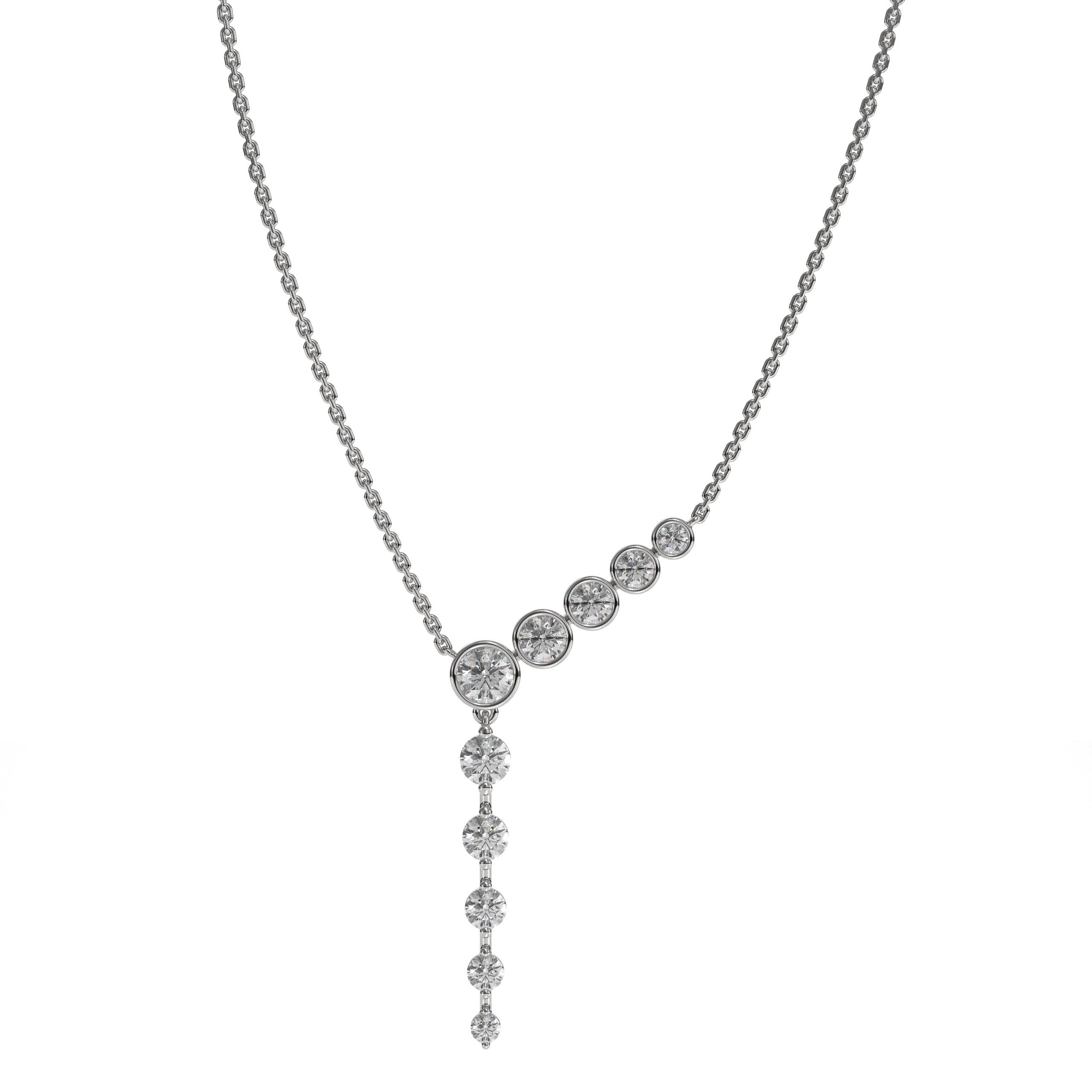 14K Solid White Gold Finish with Drop Solitaire Lab Grown Diamond