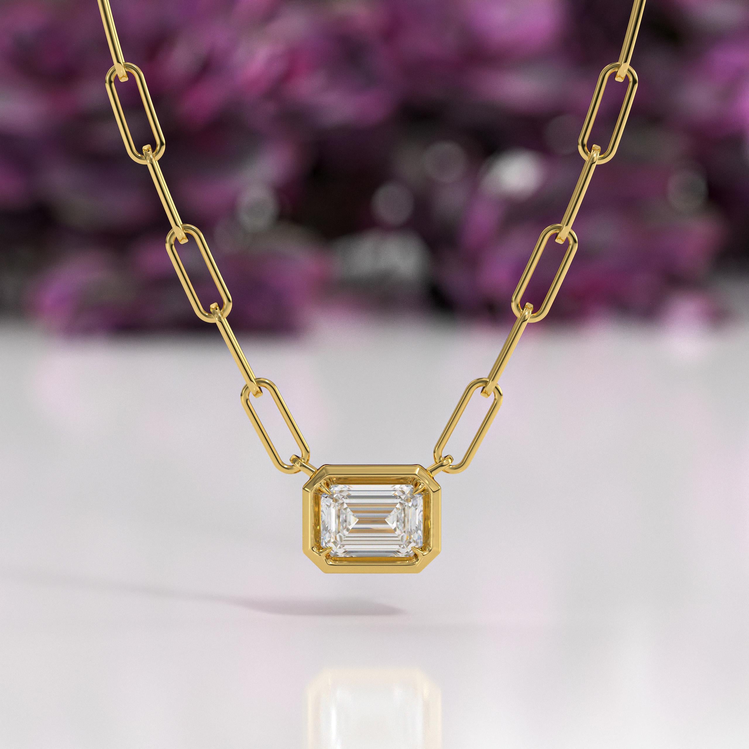 14K Lab Grown Diamond Bezel Necklace
