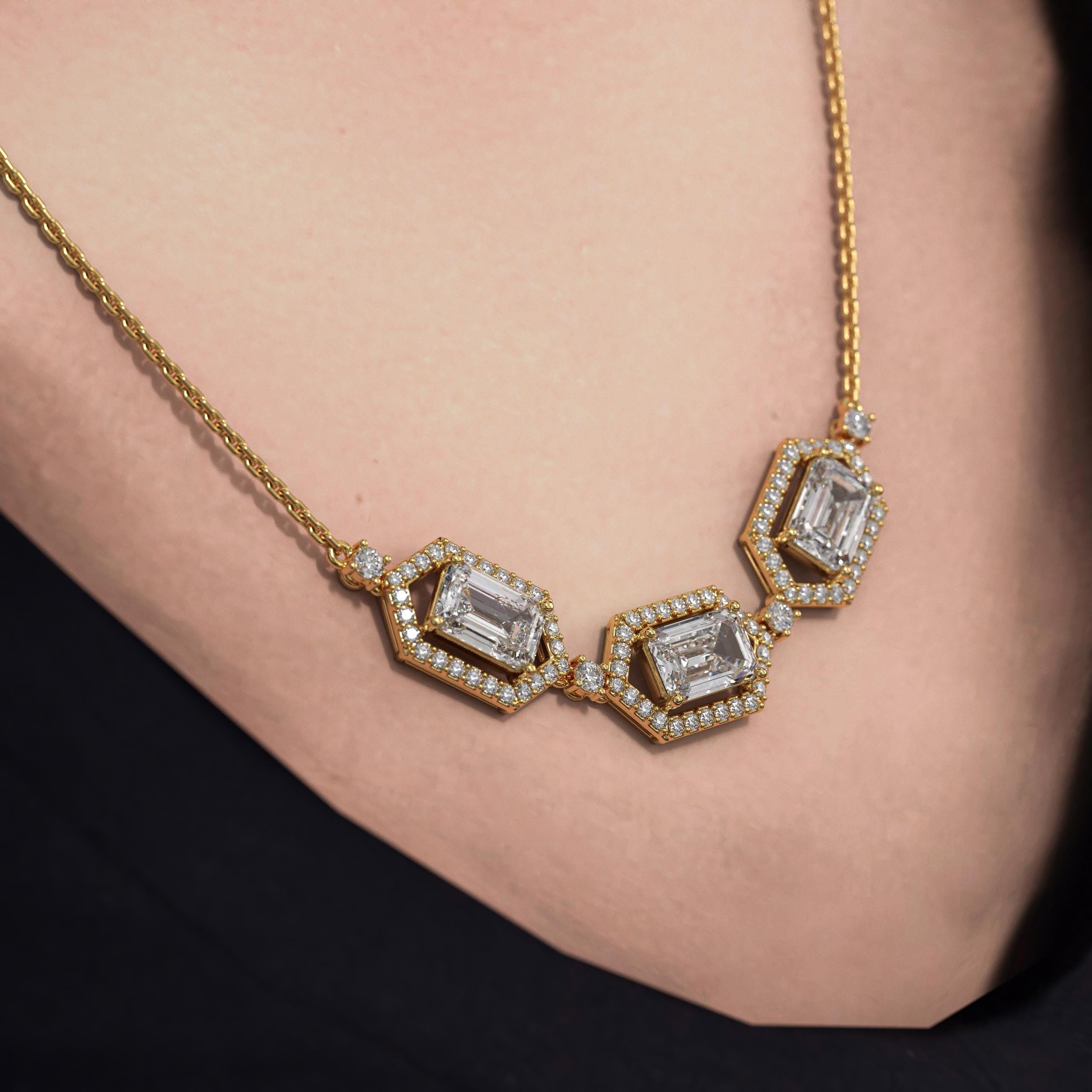 14K Gold Diamond Necklace Dainty Gold Necklace