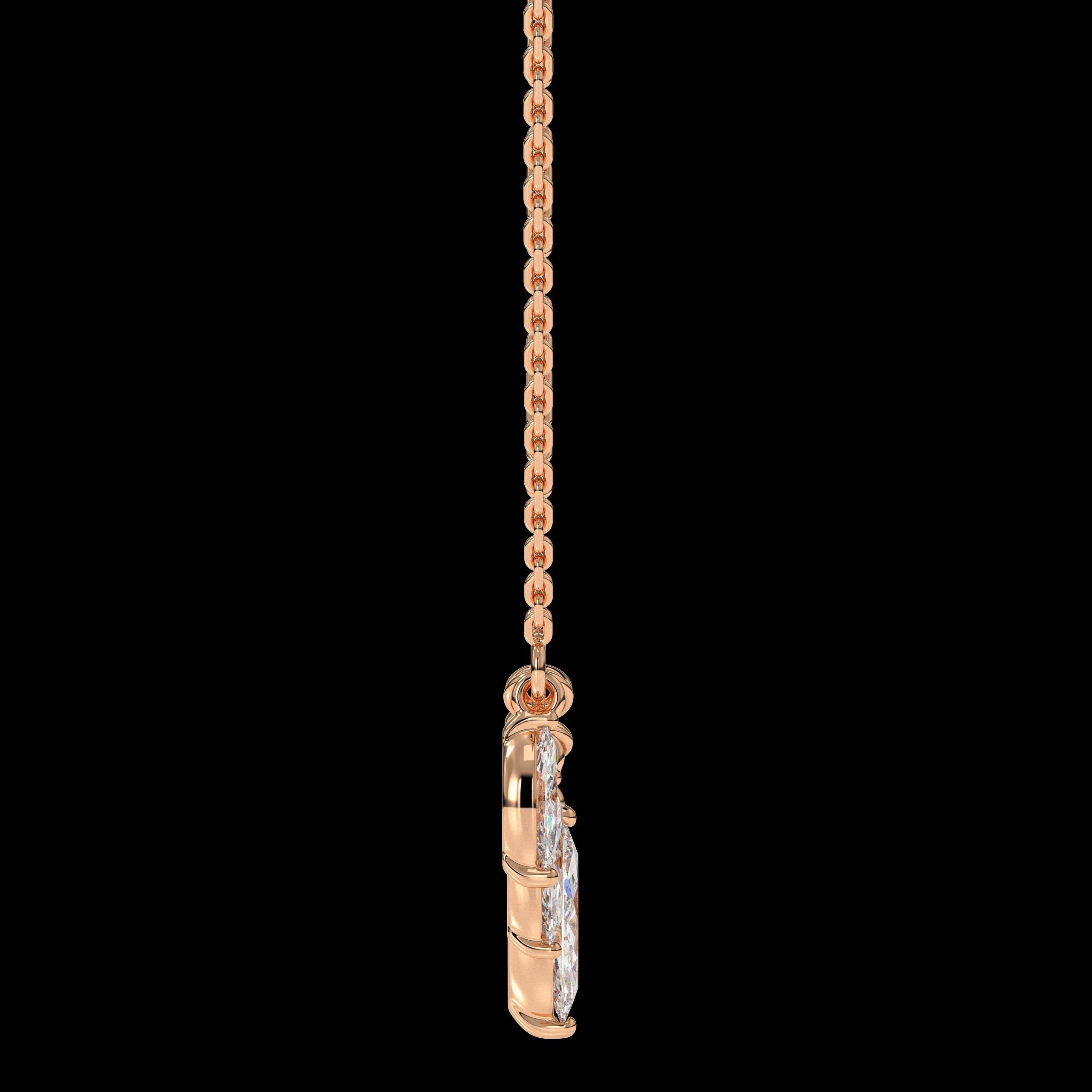 14K Marquise Cut Diamond Pendant Necklace