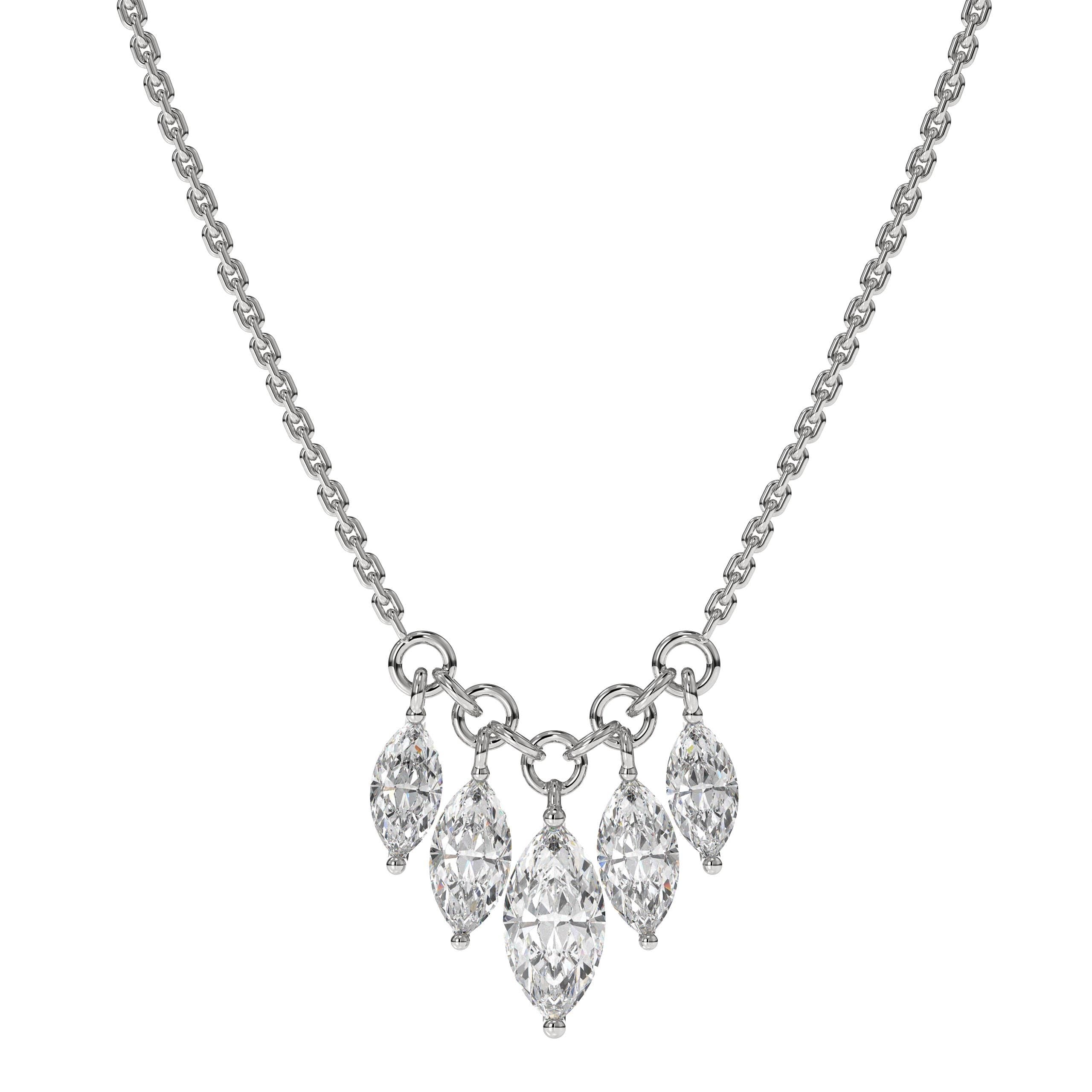 14K Marquise Cut Diamond Pendant Necklace
