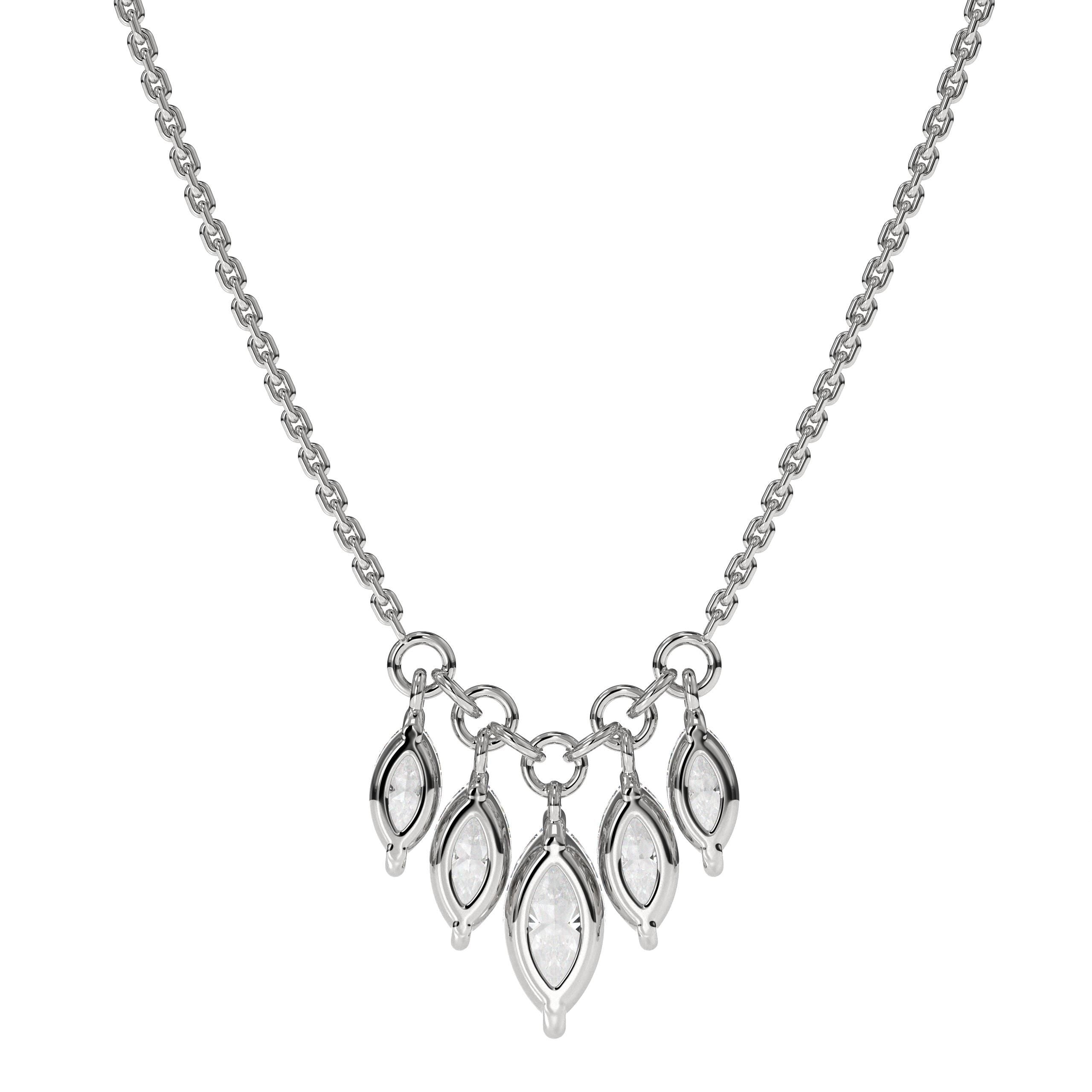 14K Marquise Cut Diamond Pendant Necklace