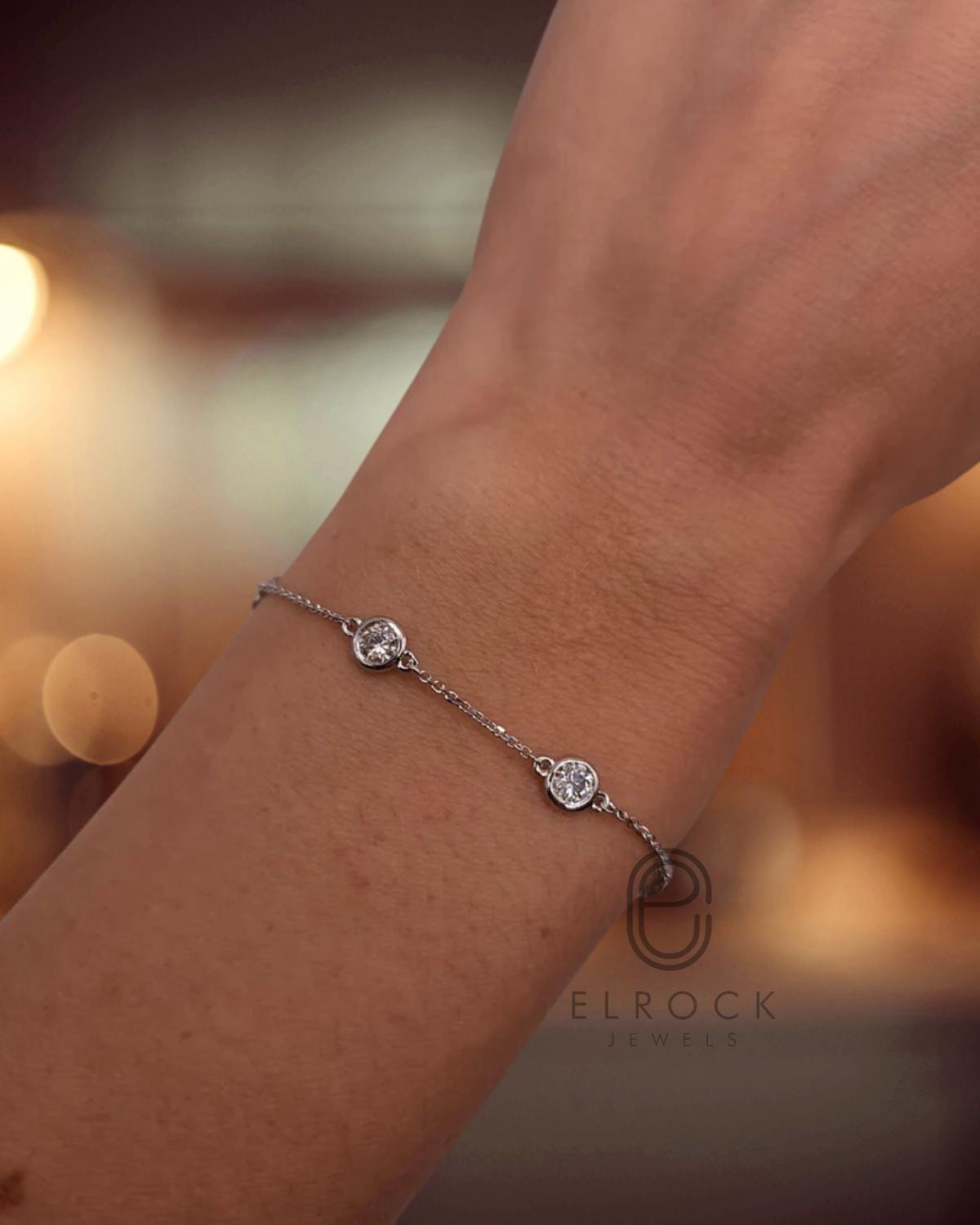 1 Ct Diamond Bracelet, 14K Gold Lab Grown 5 Diamond Bracelet