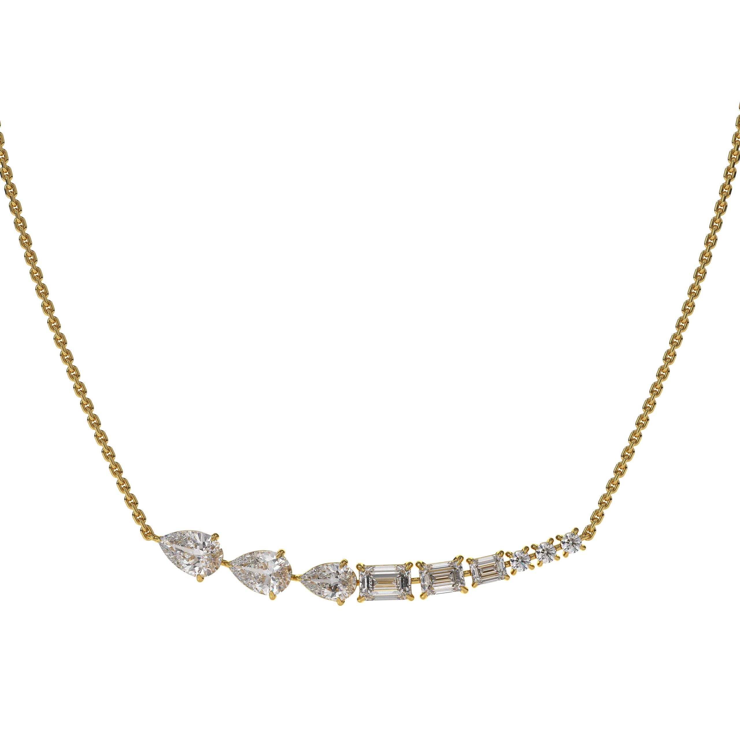 14K Multi Shape Lab Grown Diamond Necklace For Women