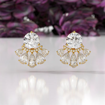 Sparkle in Style with Pear, Round, and Marquise Cut Lab Grown Diamond Cluster Stud Earrings, Certified F Color VS1 clarity, Gift for Women