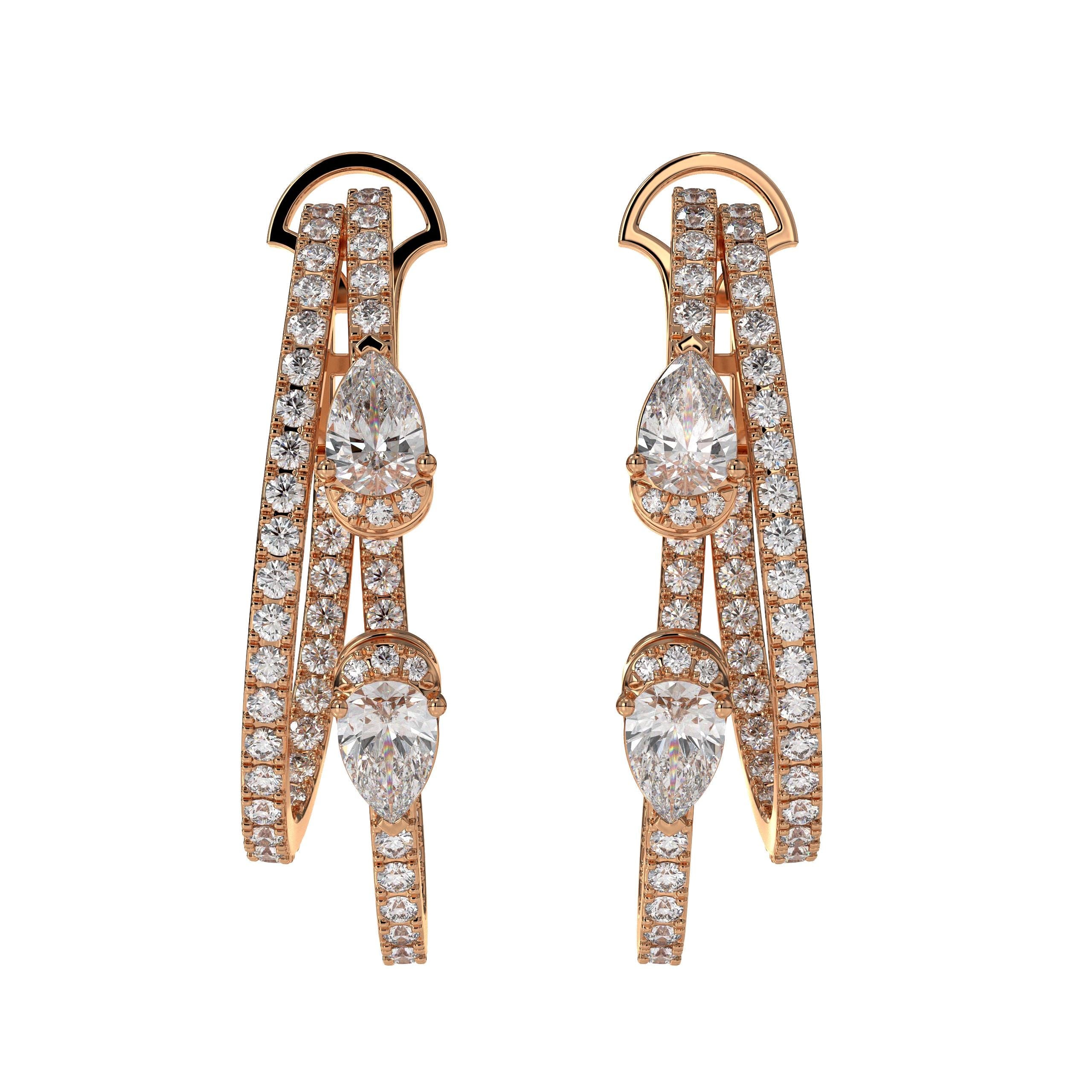 Lab Grown Diamond Drop Sparkly 14K Gold Diamond Stud Earrings