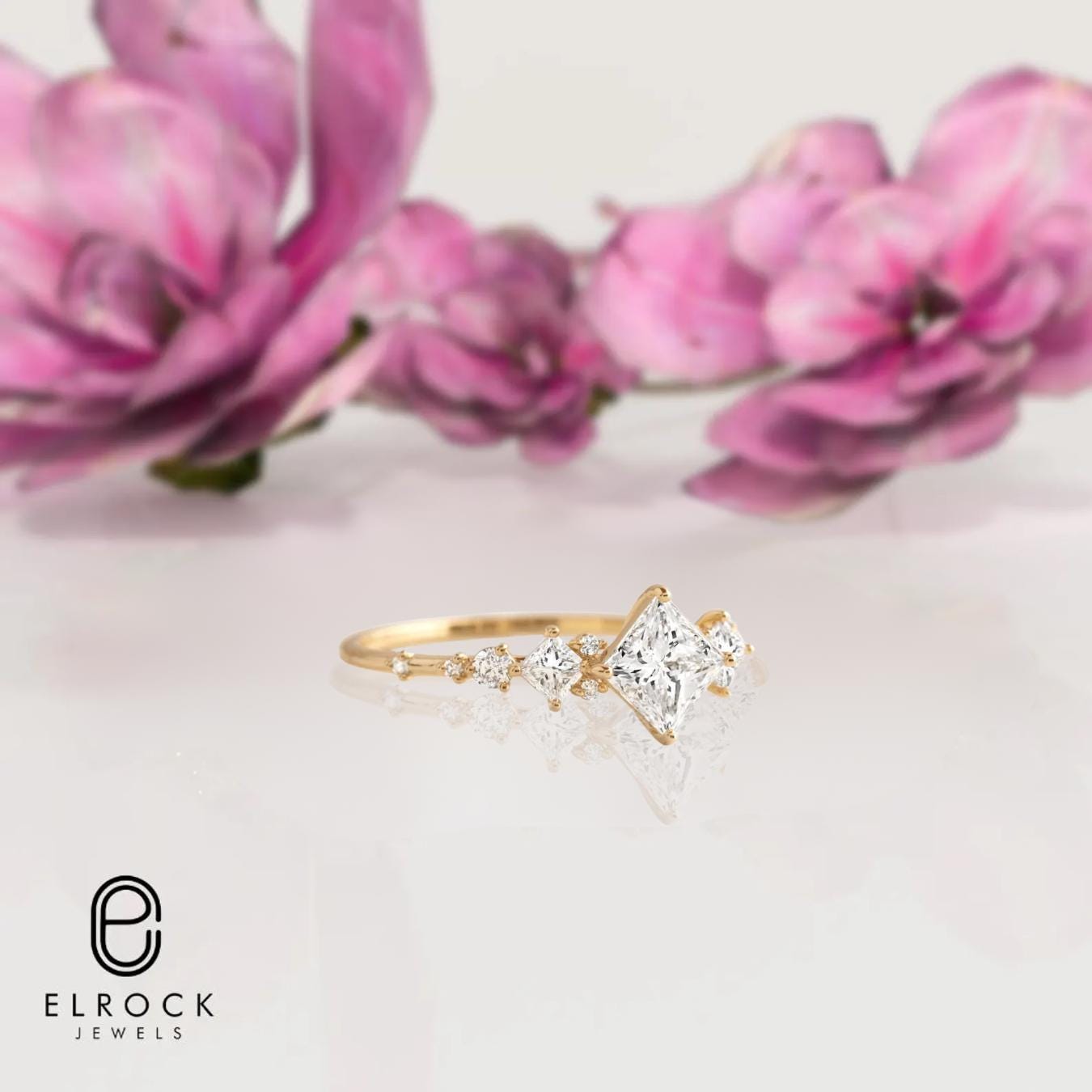 14K Gold Stylish Princess Cut Lab Grown Diamond Ring