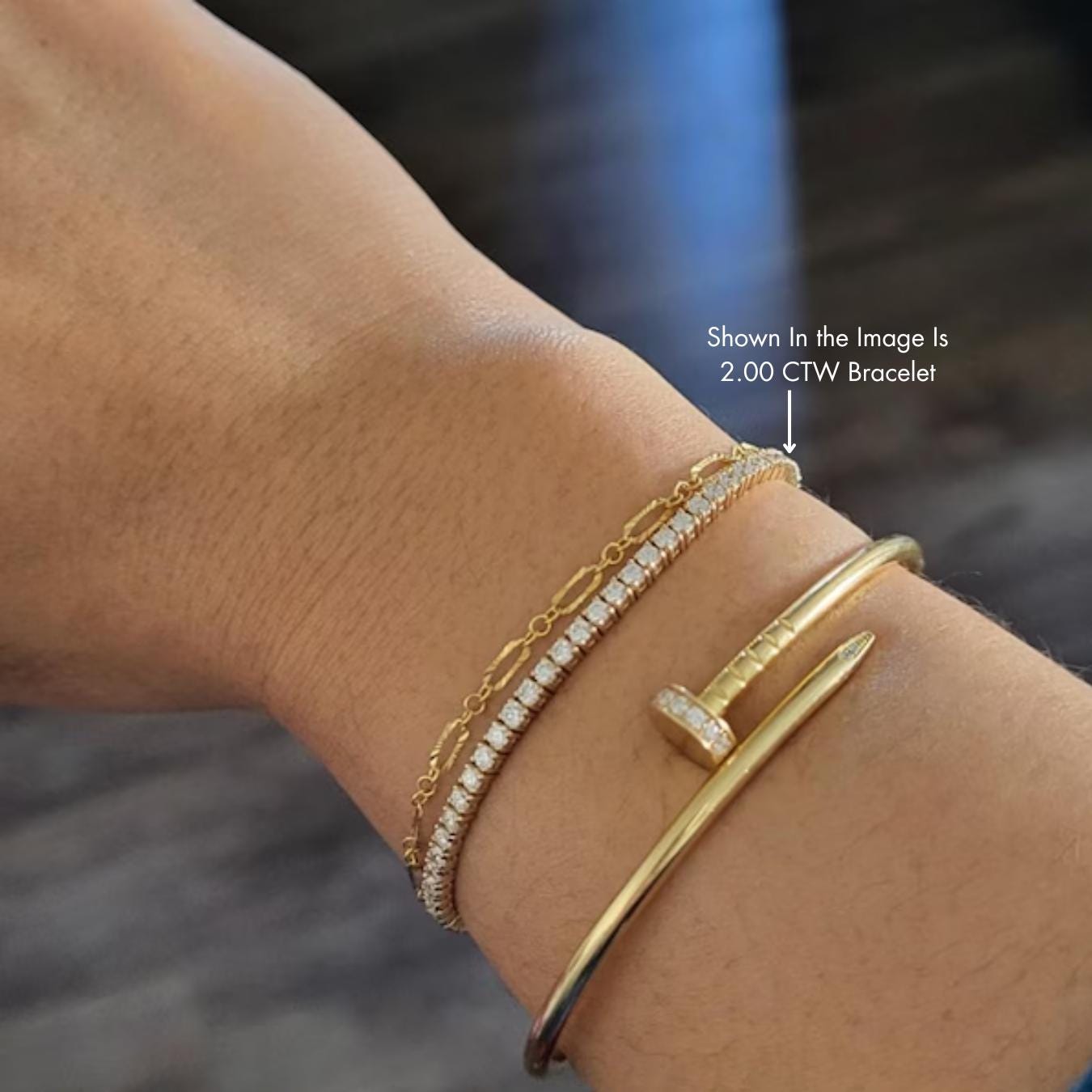 Tennis Bracelet Lab Grown Diamond 14K Gold Stackable Infinity Bracelet