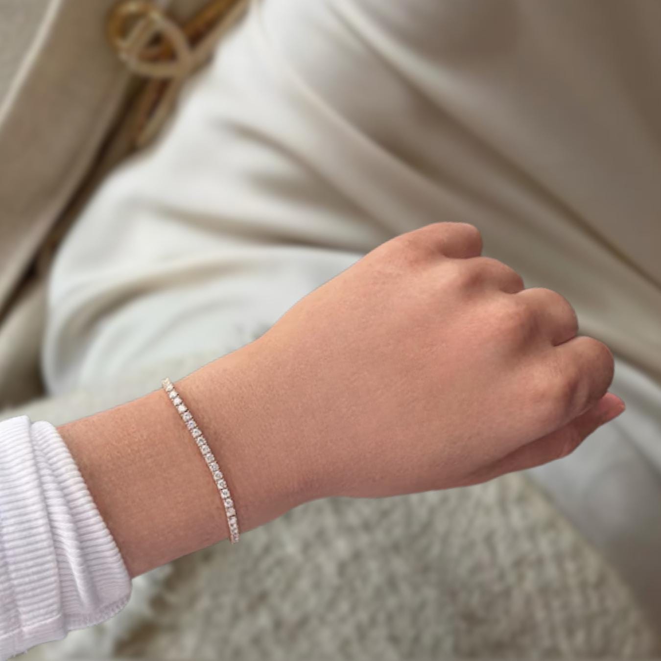 Tennis Bracelet Lab Grown Diamond 14K Gold Stackable Infinity Bracelet