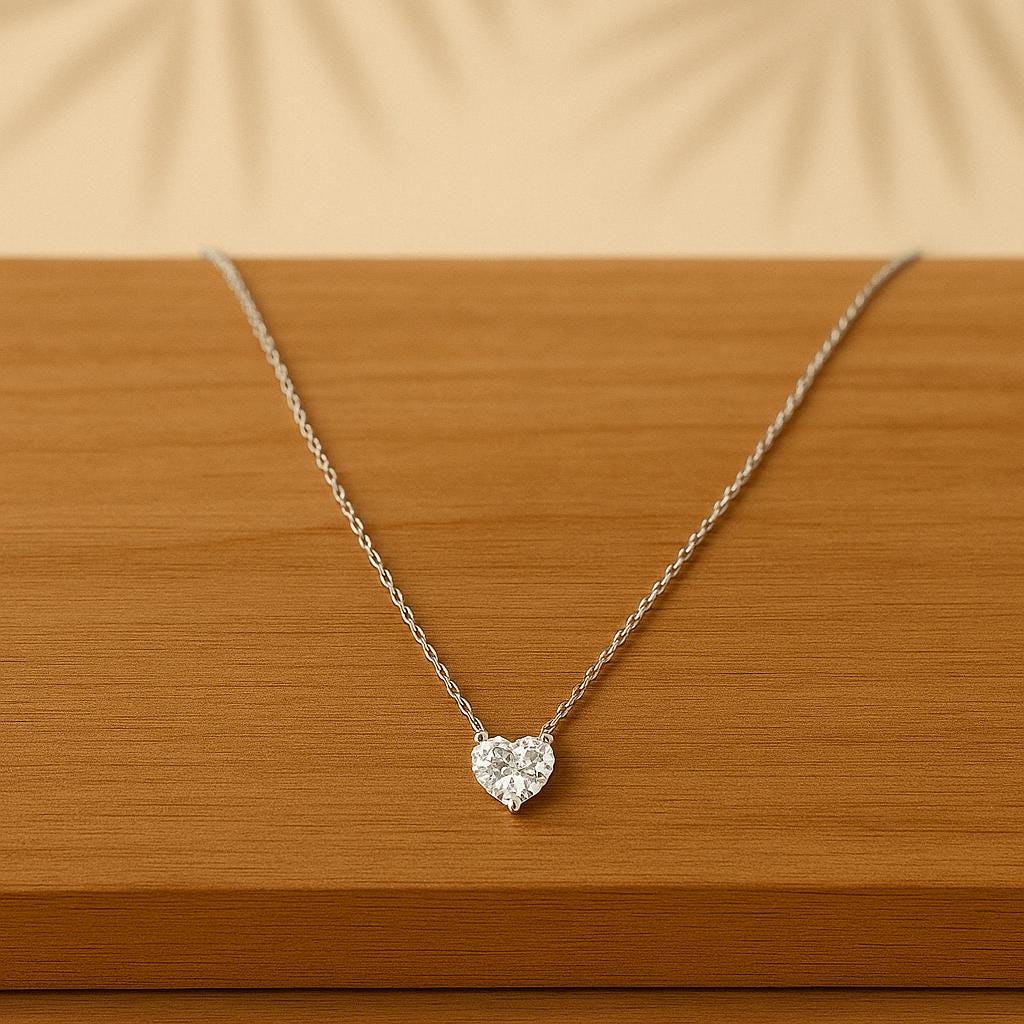 14K Gold 2.00 Ct Heart Cut Diamond Necklace