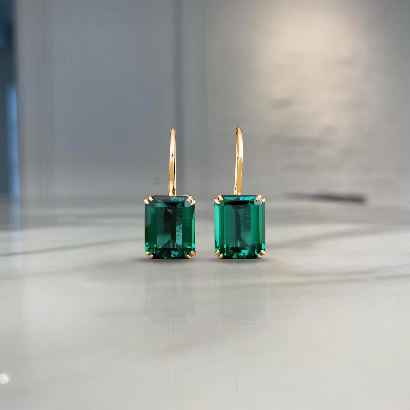 Emerald Earring Drop Earrings Minimalist Earrings