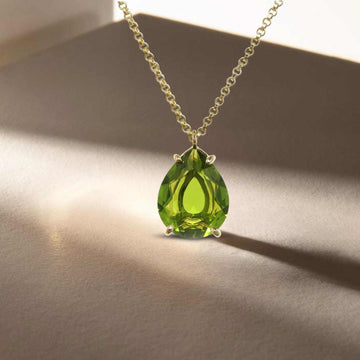 Gold Peridot Teardrop Necklace | Peridot Pendant | Pear Cut Necklace | Birthstone Necklace | Anniversary Gift | Green Gemstone Jewelry