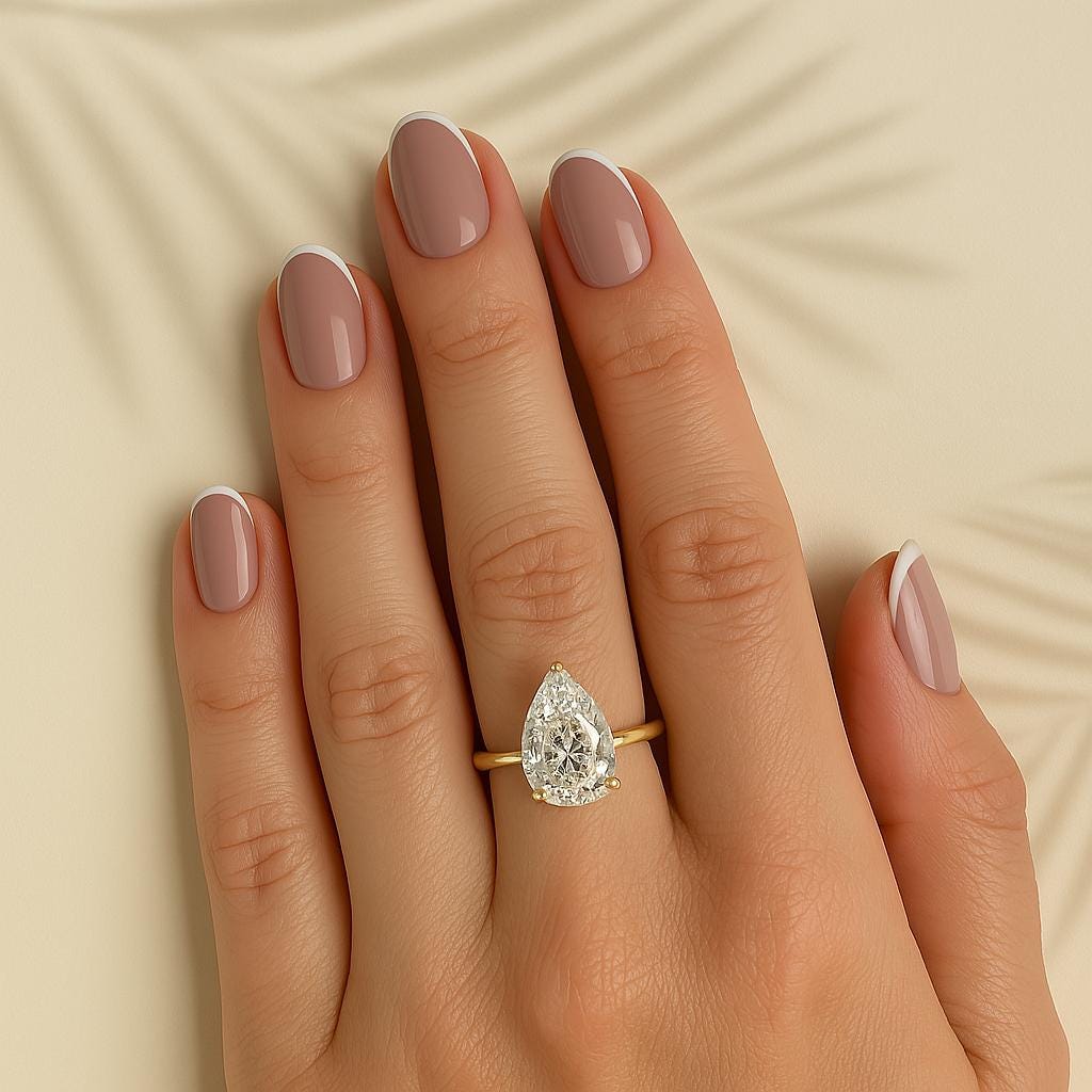 14K Gold Beautiful 3 CT Pear IGI Certified Lab Grown Diamond Solitaire Ring