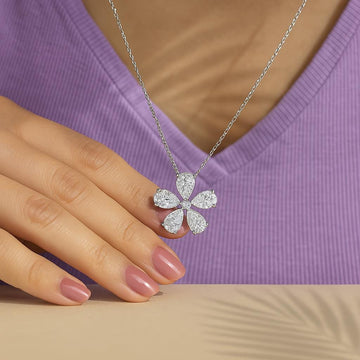 2.65 CTW IGI Certified Pear Shape Lab Grown Diamond Flower Shape Pendant in 14K 18K Gold for Her | Anniversary Gift for Wife | Birthday Gift