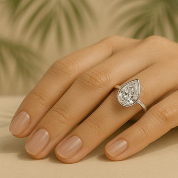 1 CT Pear Cut IGI Certified Lab Grown Diamond F Color VS1 Clarity Solitaire Engagement Ring Handmade of Solid Gold