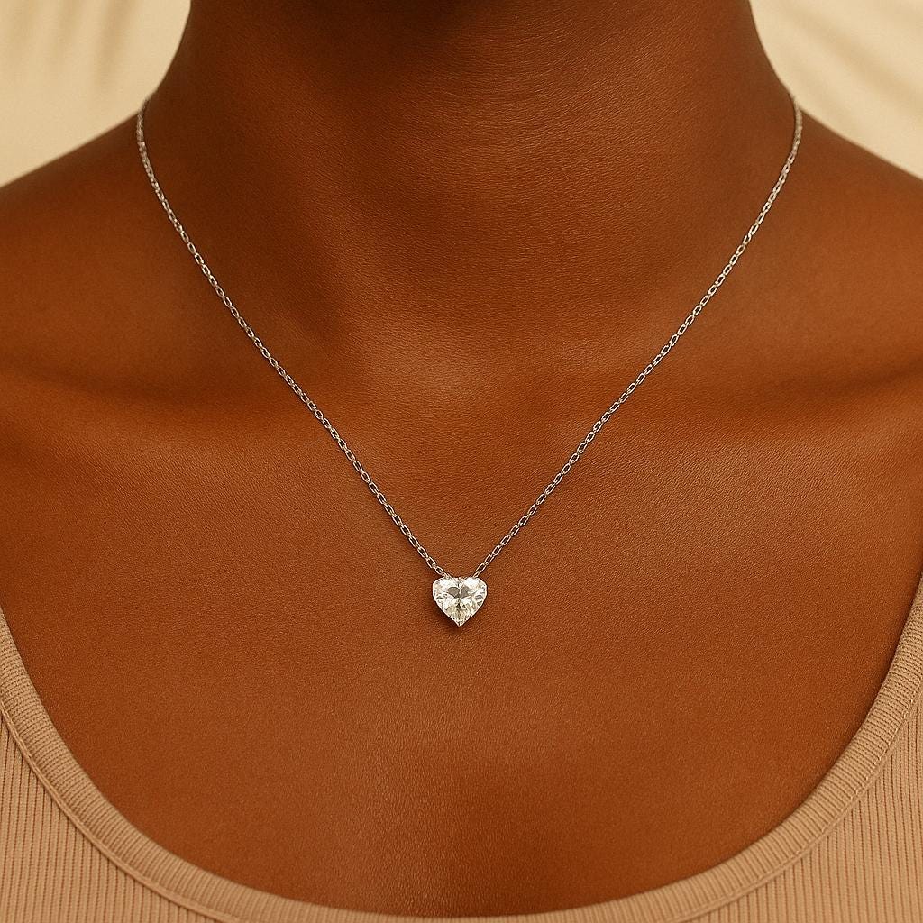 14K Gold 2.00 Ct Heart Cut Diamond Necklace