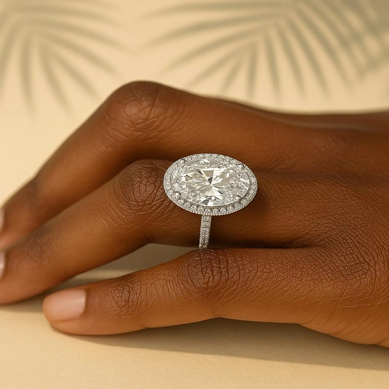 14K Gold Oval Halo Elongated Oval Diamond Set Engagement Ring