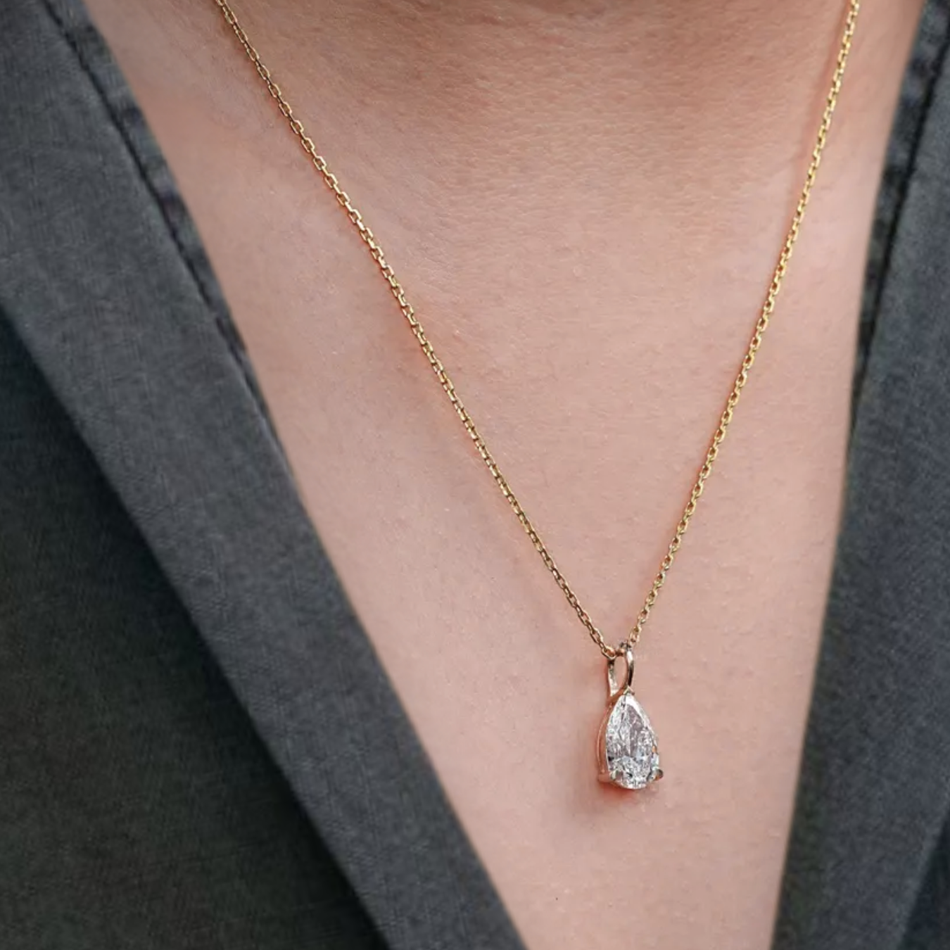 Pear Cut Lab Grown Diamond Bridesmaid Pendant