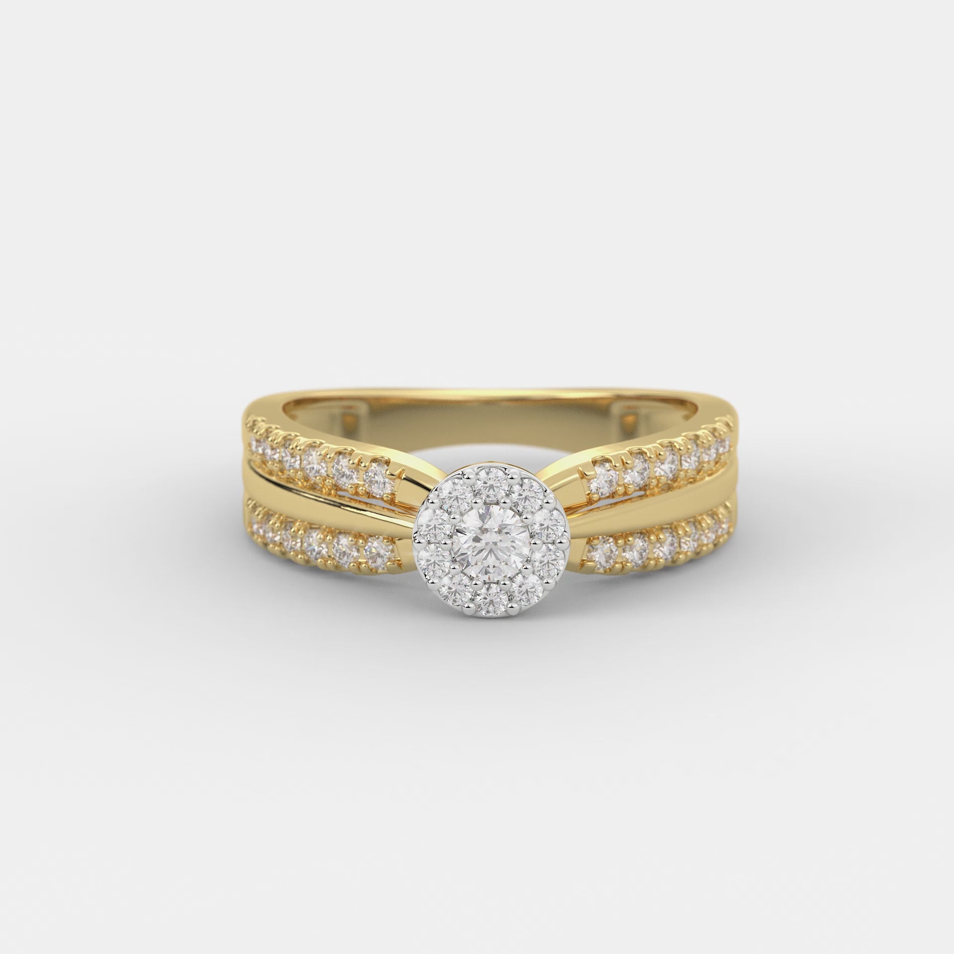 14K Gold Round Two Tone Round Engagement Ring