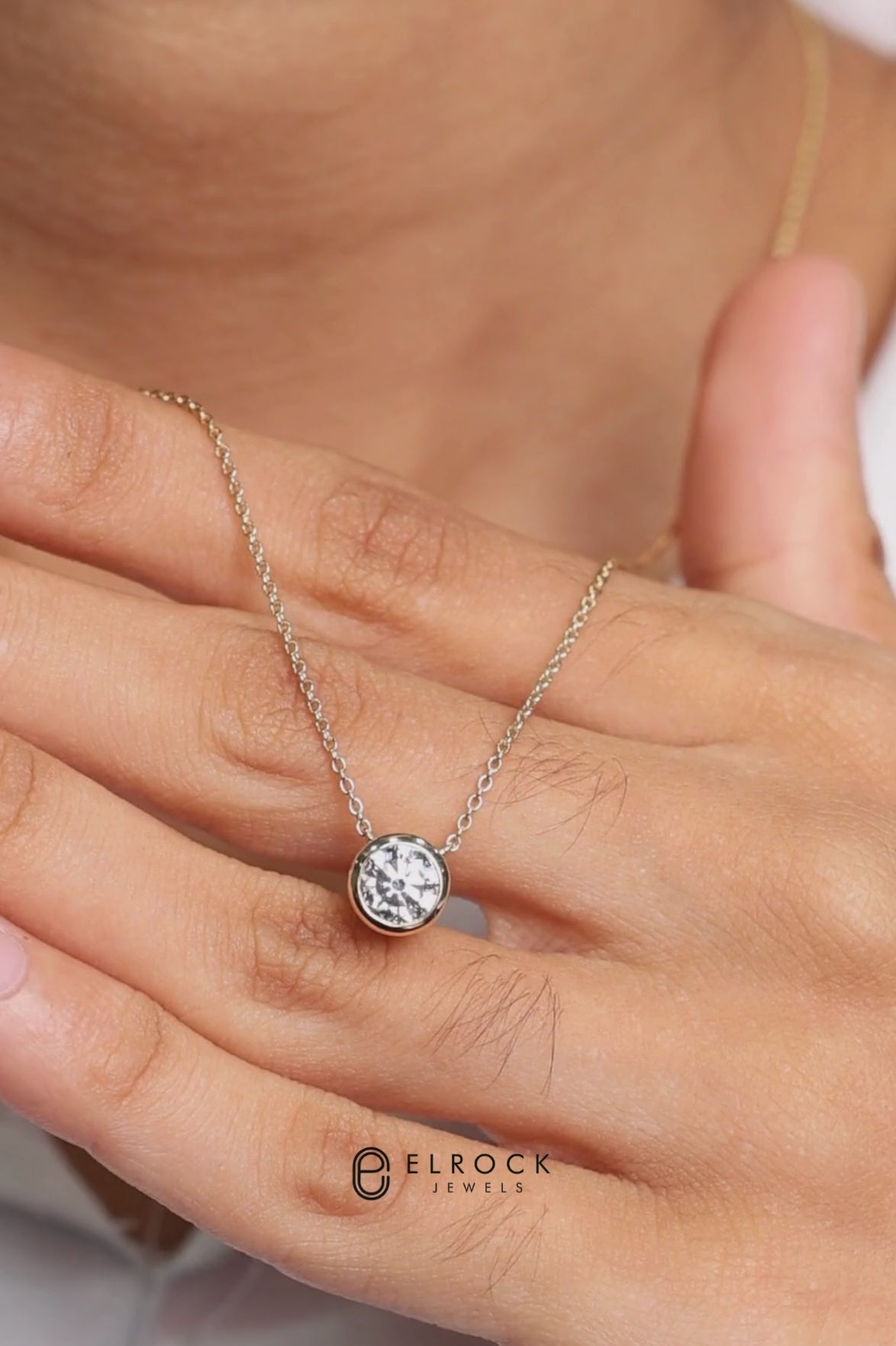 14K Round Diamond Pendant Diamond Solitaire Pendant in Gold